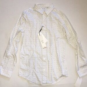 NWT Calvin Klein Logo Print Slim Fit Stretch Shirt | Boys Size 16